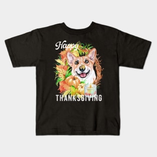 Pembroke Welsh Corgi Dog Owner Thanksgiving Celebration Harvest Theme Kids T-Shirt